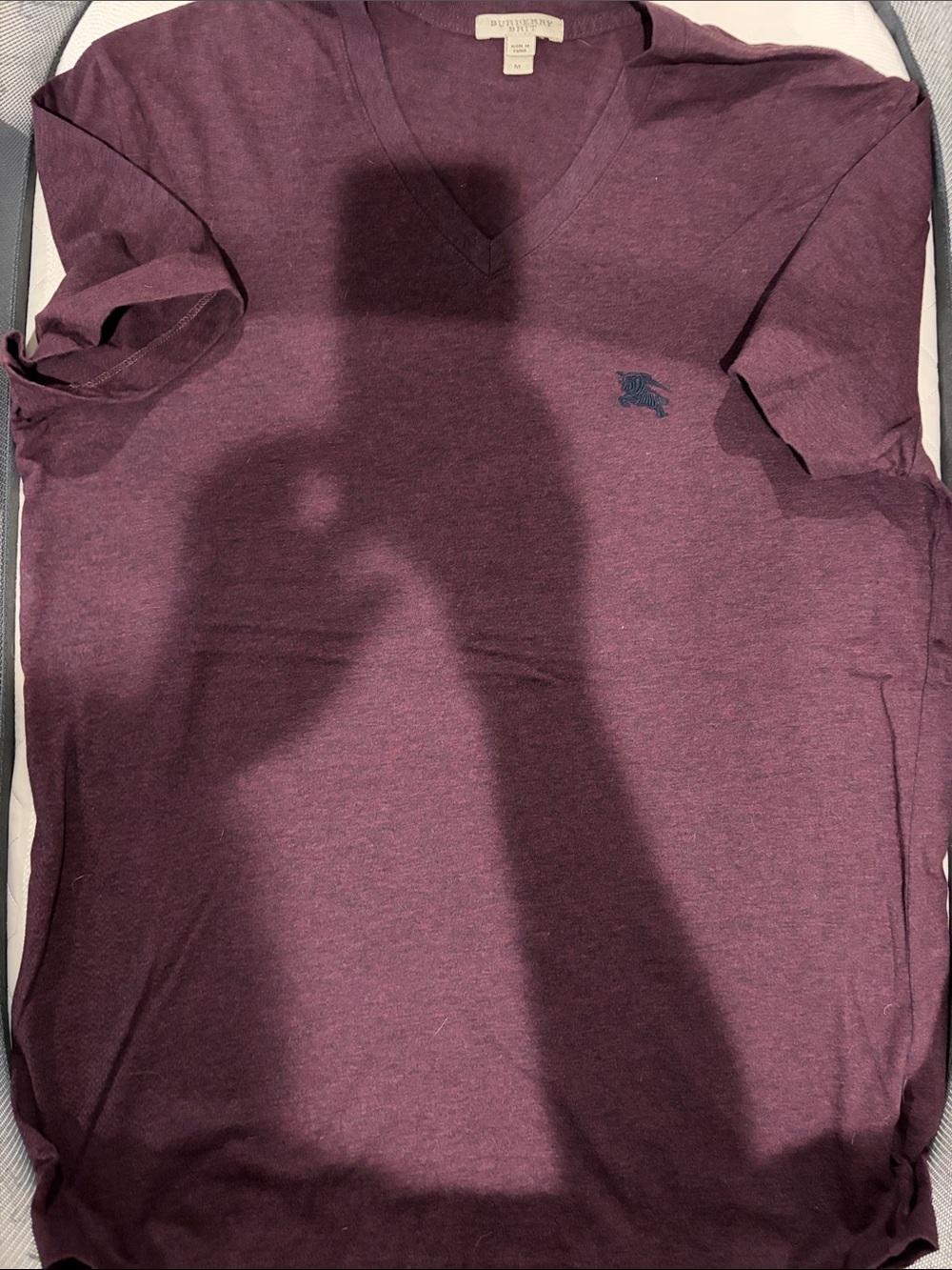Burberry Men’s V-Neck Short Sleeve Polo - Plum
